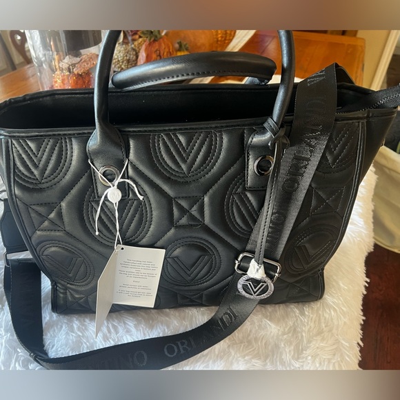 NWT Valentino Orlandi Large Quilted Tote Bag in Black - Picture 2 of 13